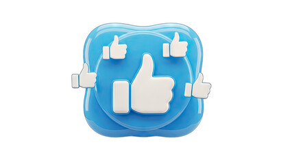 Fototapeta premium Thumbs Up Icon Surrounded by Likes on White Background