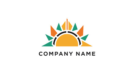 Stylized Sun Logo with Geometric Rays and Company Name.