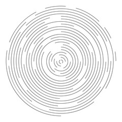 Circular ripple icon. Concentric circles with broken lines isolated on white background. Vortex, tornado, sonar wave, vibration, hypnosis or signal sign. Vector graphic illustration