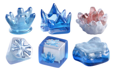 Fototapeta premium Stylized 3D Illustration of Icy Translucent Crystals with Transparent Background