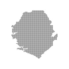 dotted halftone black silhouette of sierra leone map isolated. sierra leone country map for travel and presentation. sierra leone halftones map vector illustration.  world maps circle. global map.