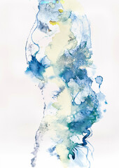 Hand Painted Abstract Watercolor Artwork, Organic Color Wash Composition