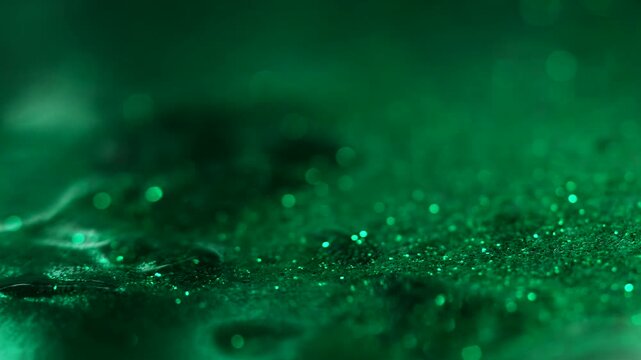 Abstract green bokeh background video with soft glowing lights