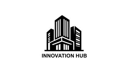 Modern Innovation Hub Building Icon Represents Business Growth and Technology.