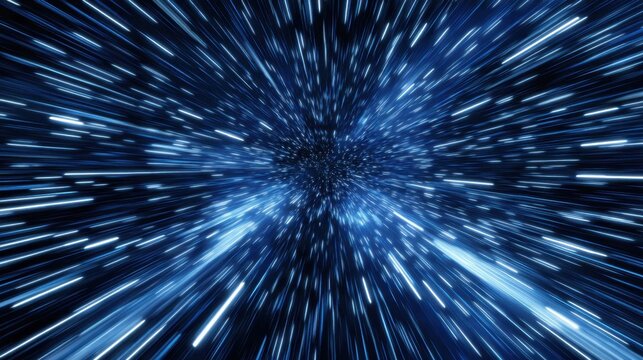 A blue and white image of a starry sky with a blue background. The stars are scattered throughout the sky, creating a sense of movement and depth. Scene is one of wonder and awe