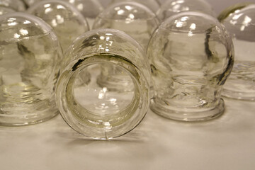 Glass medical cups for medical purposes, rehabilitation, increasing blood flow