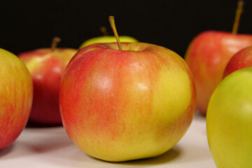 Ripe juicy red and yellow apples