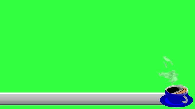 Silver lower third with a cup of coffee and green screen.