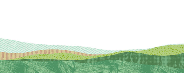 Fototapeta premium Oriental countryside landscape decorative banner design background with patterns or textures.