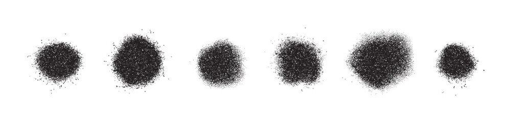 Dissolve spray paint dots with dust sand effect. Vector black stipple aerosol dots and circles. Noise grainy round shapes, dust and paint splashes. Spray paint dissolve gradient.