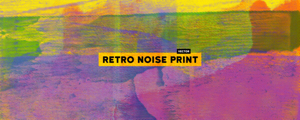 Risograph print punk background with linocut stamp texture overlay. Colorful trendy bg with analog riso print effect. Hand drawn street art neon background. Urban wallpaper with linocut stamps.