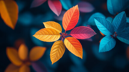 closeup of vivid and colorful leaves 