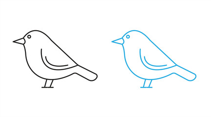 Robin bird line art icon set, vector illustration