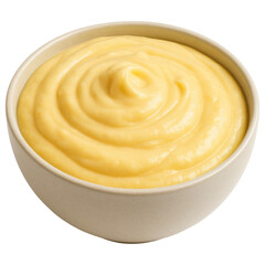 Creamy custard dessert in simple bowl with smooth texture and rich yellow color, perfect for sweet treats