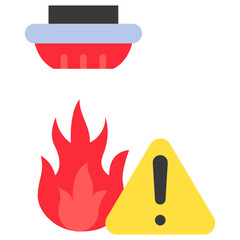 Fire Detector Flat Icon Mini Illustration, Use For Modern Concept, Print, Ui, Ux Kit, Web And App Development. Vector Related To Firefighter, Rescue And More