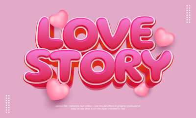 Love story vector editable text effect