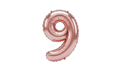 Rose Gold Number 9 Balloon Isolated on White
