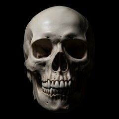Obraz premium Realistic Human Skull in Dark Dramatic Lighting. 