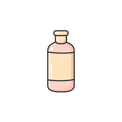 Pastel doodle shampoo bottle vector icon in a clean illustrated style. Haircare and cosmetic bottle symbol for shampoo, conditioner, and beauty products, web design, apps, social media, and graphic