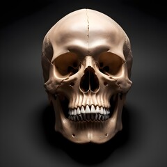 Obraz premium Realistic Human Skull in Dark Dramatic Lighting. 