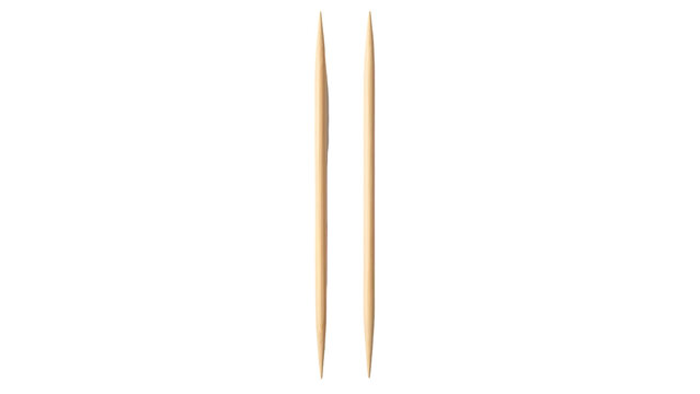 Two wooden toothpicks side-by-side, isolated object with transparent background