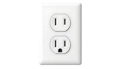 Electrical wall outlet isolated on transparent background. Standard North American dual socket for home and safety design.
