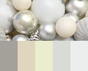 Many Christmas balls, closeup. Different color patterns