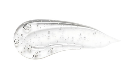 Clear gel smear isolated on transparent background. Teardrop texture with air bubbles for skincare and cosmetic product design.