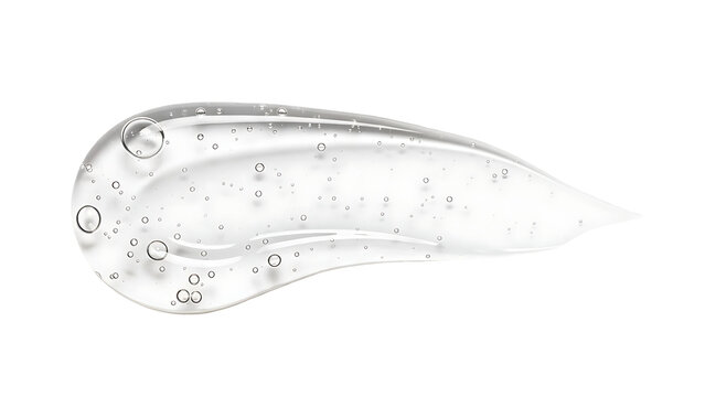 Clear gel smear isolated on transparent background. Teardrop texture with air bubbles for skincare and cosmetic product design.