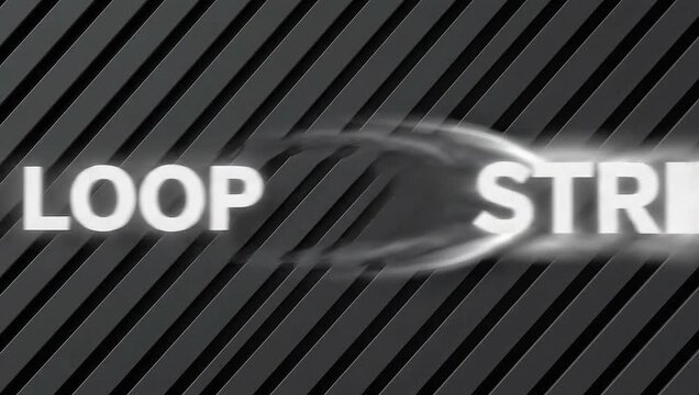 Abstract LOOP STRI Text with Motion Blur Effect on Diagonal Striped Background