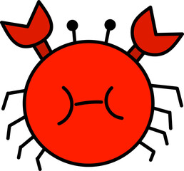 Simple Flat Design Red Crab Character