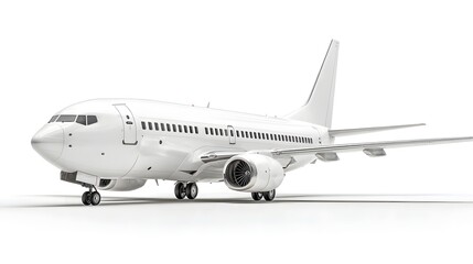 Fototapeta premium White Passenger Airplane Isolated on a White Background.