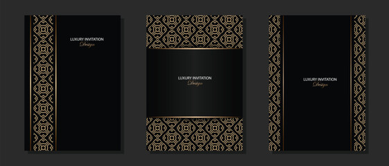 Luxury black cover vector design. Vintage golden floral and border. Suit for invitation card, cover, award, and others