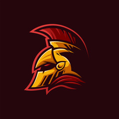 gladiator golden helmet Mascot Logo emblem for esport team