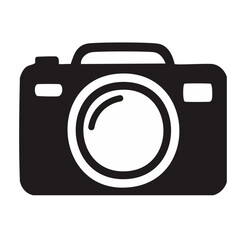 モノクロのカメラアイコン｜シンプルな写真・撮影シンボル　Monochrome Camera Icon – Simple Photography Symbol