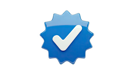 Verified Badge Icon with Checkmark on White Background
