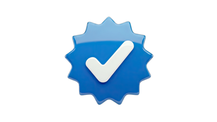 Verified Badge Icon with Checkmark on White Background