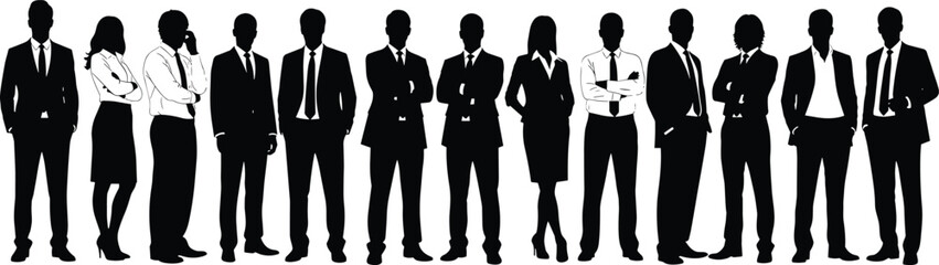 Diverse Group of Men and Women Professionals in Formal Attire Posing Confidently with Arms Crossed