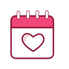 Valentine Calendar Reminder with Heart Flat Icon