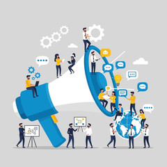 People Working Together on Megaphone Project.