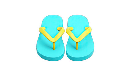 Pair of Blue Flip-Flops Isolated on White Background