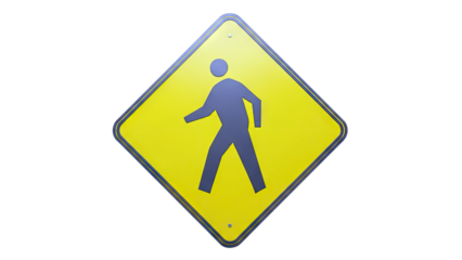 Pedestrian Crossing Sign on White Background