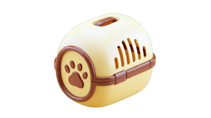 Pet Carrier with Paw Print Design, Isolated on White Background