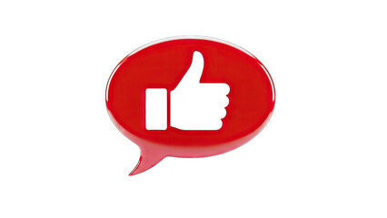 Thumbs Up Icon in Red Speech Bubble on White Background