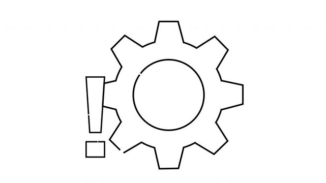 Gear Icon with Exclamation Mark - Warning or Alert Symbol