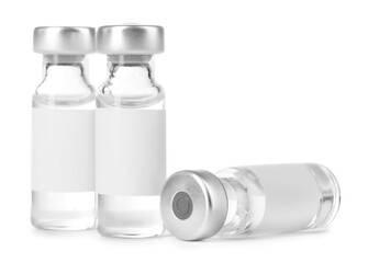 Vaccine in glass vials isolated on white