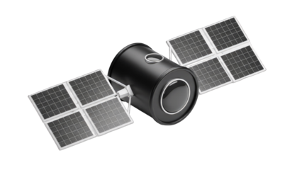 Satellite orbiting Earth, isolated on white background.