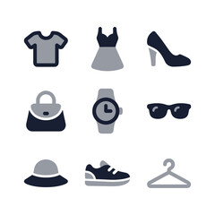 Modern Flat Design Fashionable Accessories and Clothing Isolated Style Icon
