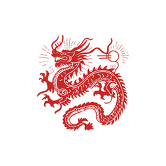 【Animals Icons &ndash; Basic】Traditional Dragon Illustration in Japanese Style / 日本風の伝統的な龍イラスト