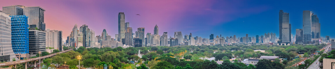 Obraz premium 14 December 2025 View of Lumphini Lumpini Park at Si Lom Silom taken from Central Park Mall in BKK Bangkok Thai Thailand 